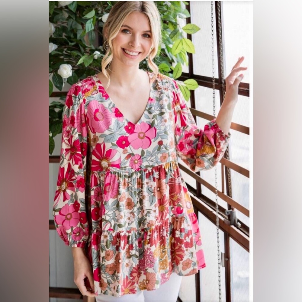 💥BOGO💥JODIFL Long Sleeve Floral Blouse. Size S - Picture 1 of 9